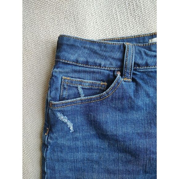 Pacsun Women's Size 26 Dark Wash Blue Mini Length 5 Button Fly Skirt Raw Hem - Picture 4 of 5